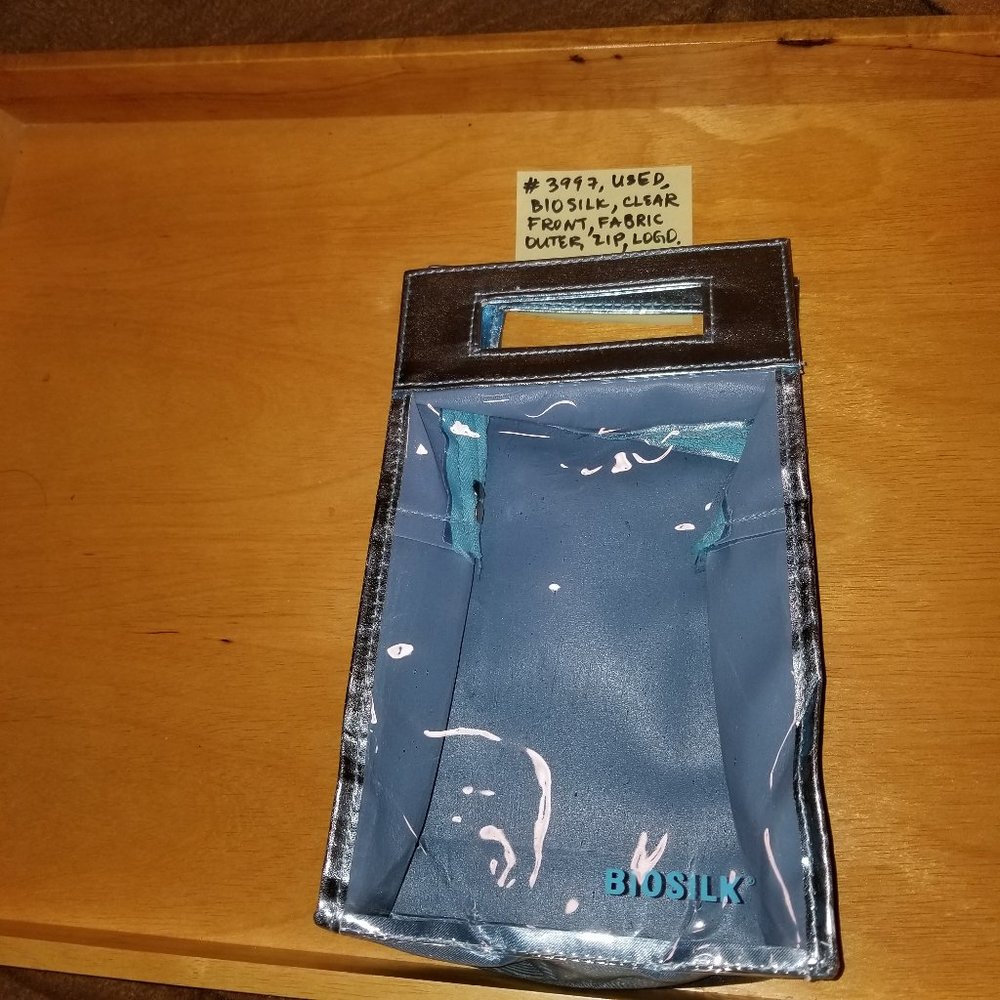 ✅#3997 Preowned Biosilk Clear/Blue Large Tall Bag